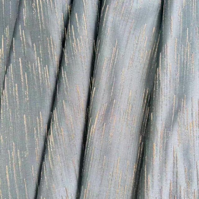 Gilded Stream Duck Egg Blue Curtain with Metallic Stripes 1