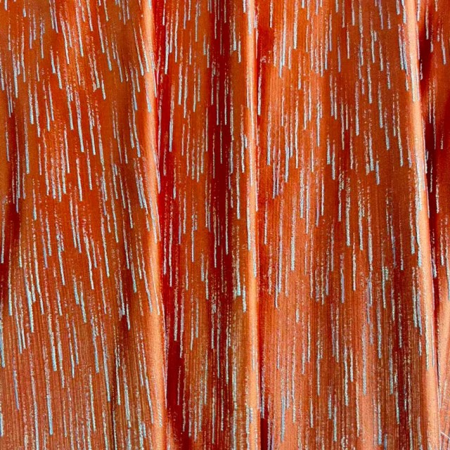 Gilded Stream Orange Curtain with Metallic Stripes 1