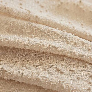 Ripple Wave Tweed Inspired Mocha Beige Glittery Mesh Net Curtain