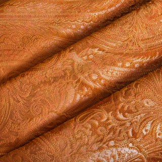 Royal Mirage Terracotta Burnt Orange Damask Velvet Curtain 2