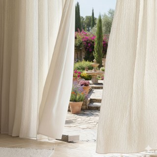 Crushed Drift Cream Linen Style Crinkle Sheer Curtain 1
