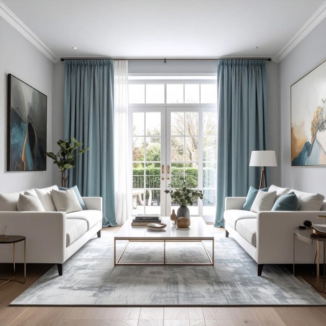 Lustrous Duck Egg Blue Velvet Curtains 1