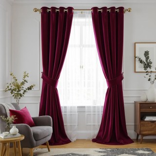 Matte Majesty Burgundy Wine Red Blackout Velvet Curtain 2
