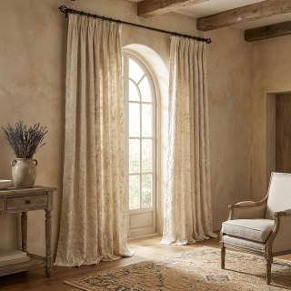 Cherry Blossoms Cream Floral Chenille Blackout Curtain 4