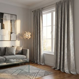 Diamond Life 3D Jacquard Gold Glittery Silver Gray Geometric Curtain 3