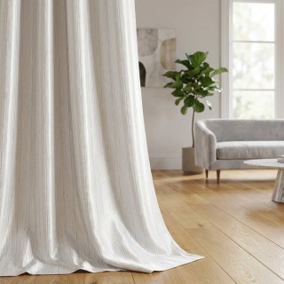 Dotted Cascade Cream Off White Shimmering Striped Curtain