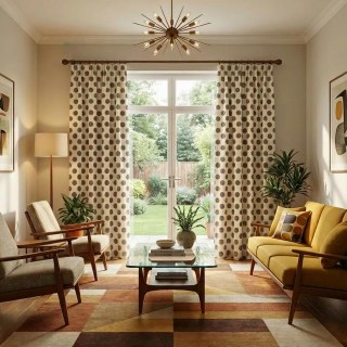 Dottie Delight Mid Century Modern Dusky Green Polka Dot Chenille Curtain 20251203044547