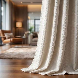 Dune Flow Beige Cream Crinkle Crushed Blackout Curtain
