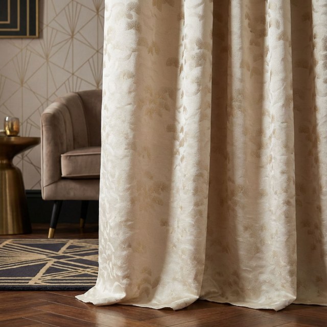 Fluttering Fanburst Art Deco Geometric Cream Curtains 1