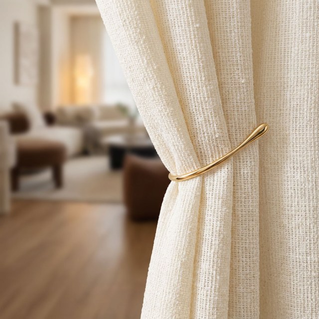 French Chic Cream Off White Heavy Semi Sheer Curtain 1
