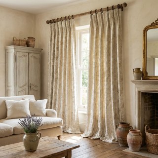 Golden Baroque Jacquard Cream Gold Damask Curtains 4