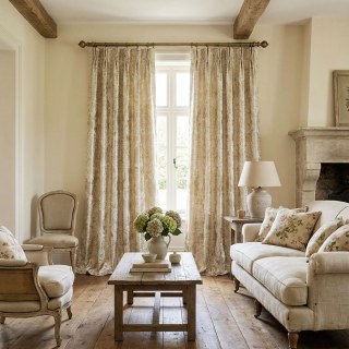 Golden Baroque Jacquard Cream Gold Damask Curtains 3