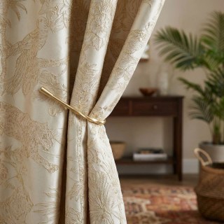 Jungle Jive Leopard and Parrot Cream Gold Blackout Curtains