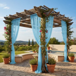 Laguna Outdoor Waterproof Aqua Blue Sheer Curtain