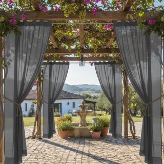 Laguna Outdoor Waterproof Dark Gray Sheer Curtain 1