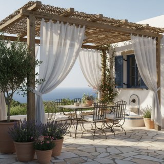 Laguna Outdoor Waterproof Light Gray Sheer Curtain