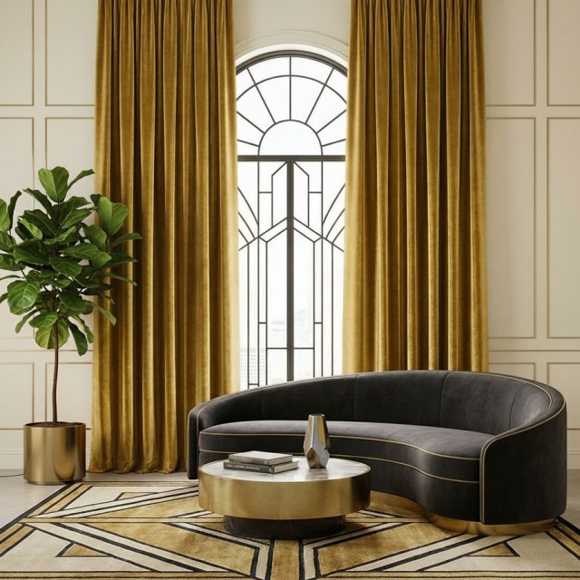 Luminous Luxe Metallic Gold Velvet Curtains 1