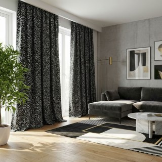 Noir Safari Leopard Spot Black and White Animal Print Curtains