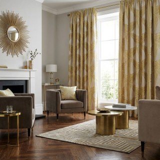 Prism Axis Art Deco Yellow and Gold Geometric Curtains 3