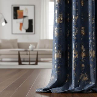 Sparkle Life Gold Glitter Blue Velvet Blackout Curtain Drapes 2