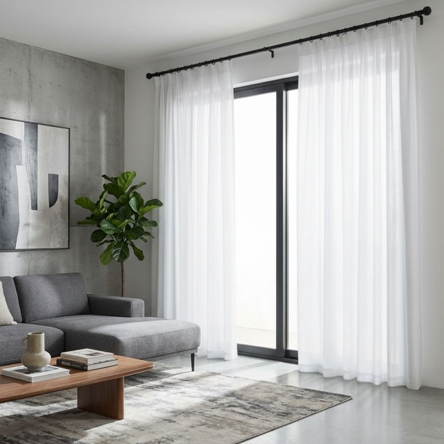 Touch of Sunshine White Heavy Semi Sheer Curtain 1