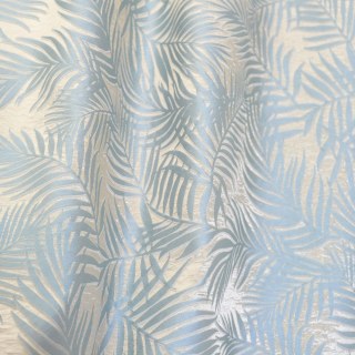 Tropical Bliss 3D Jacquard Blue and Cream Palm Leaves Curtain 4
