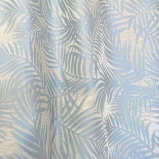 Tropical Bliss 3D Jacquard Blue and Cream Palm Leaves Curtain 5