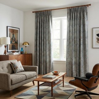 Zigzag Symphony Chevron Duck Egg Blue Faux Silk Modern Geometric Curtains 3